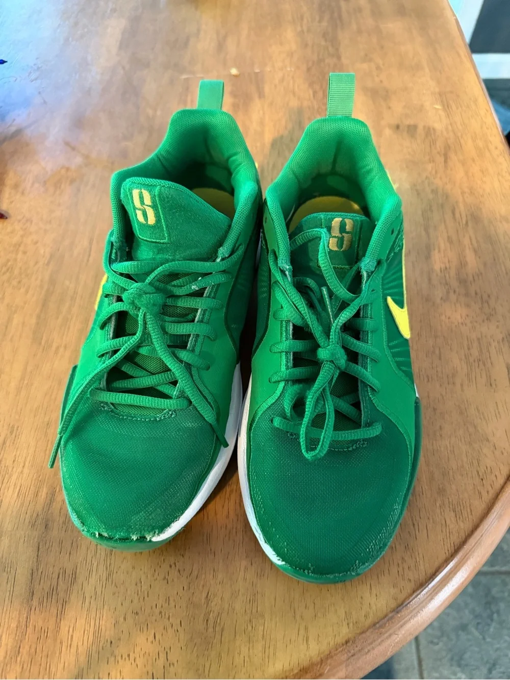 Nike Kids Green Sneakers with Yellow Swoosh